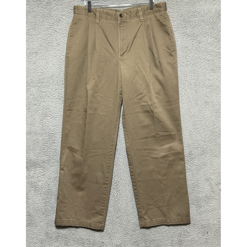 Vintage‎ Eddie Bauer Pants Mens 34X31 Beige Straight Leg Pleated Chino Pants 90s